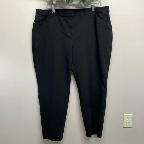 Rafaella Curvy Black Lightweight Satin Twill Ankle Pant 16 - Picture 1 of 12